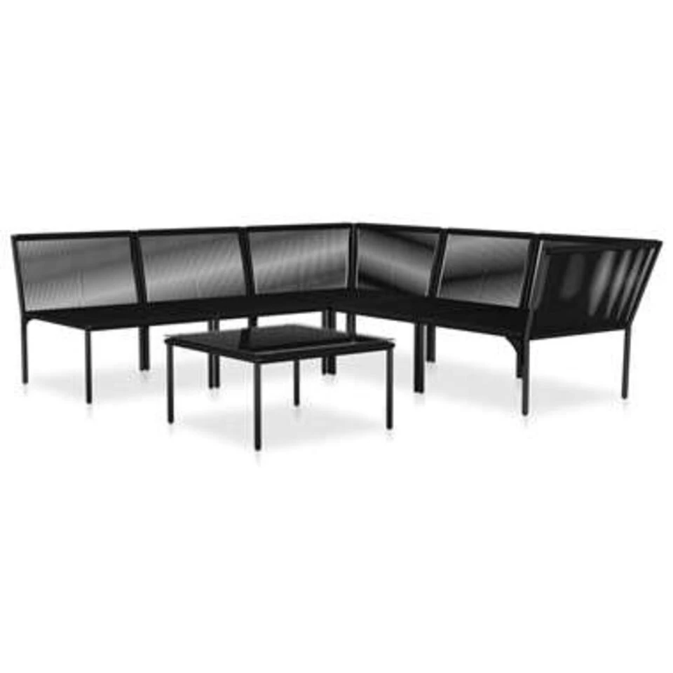 VidaXL 6-delige Loungeset Met Kussens PVC Zwart 5 VidaXL 6-delige Loungeset Met Kussens PVC Zwart - Afbeelding 3