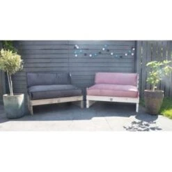 2L Home & Garden Palletkussenset Velvet Oud Roze - 3 Pièces -Tuin & Buiten 1827531188 0103