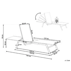 Beliani Tuinligstoel VERNAZZA - Grijs Staal, Textiel -Tuin & Buiten 1f07f8c71449419fbed58607c02b0dfd