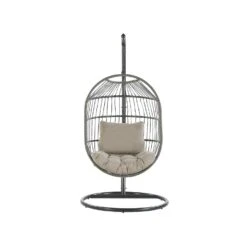 Beliani Hangstoel ALBA - Zwart Pe Rotan -Tuin & Buiten 271472dcb940475fb0a70c6c385fb322