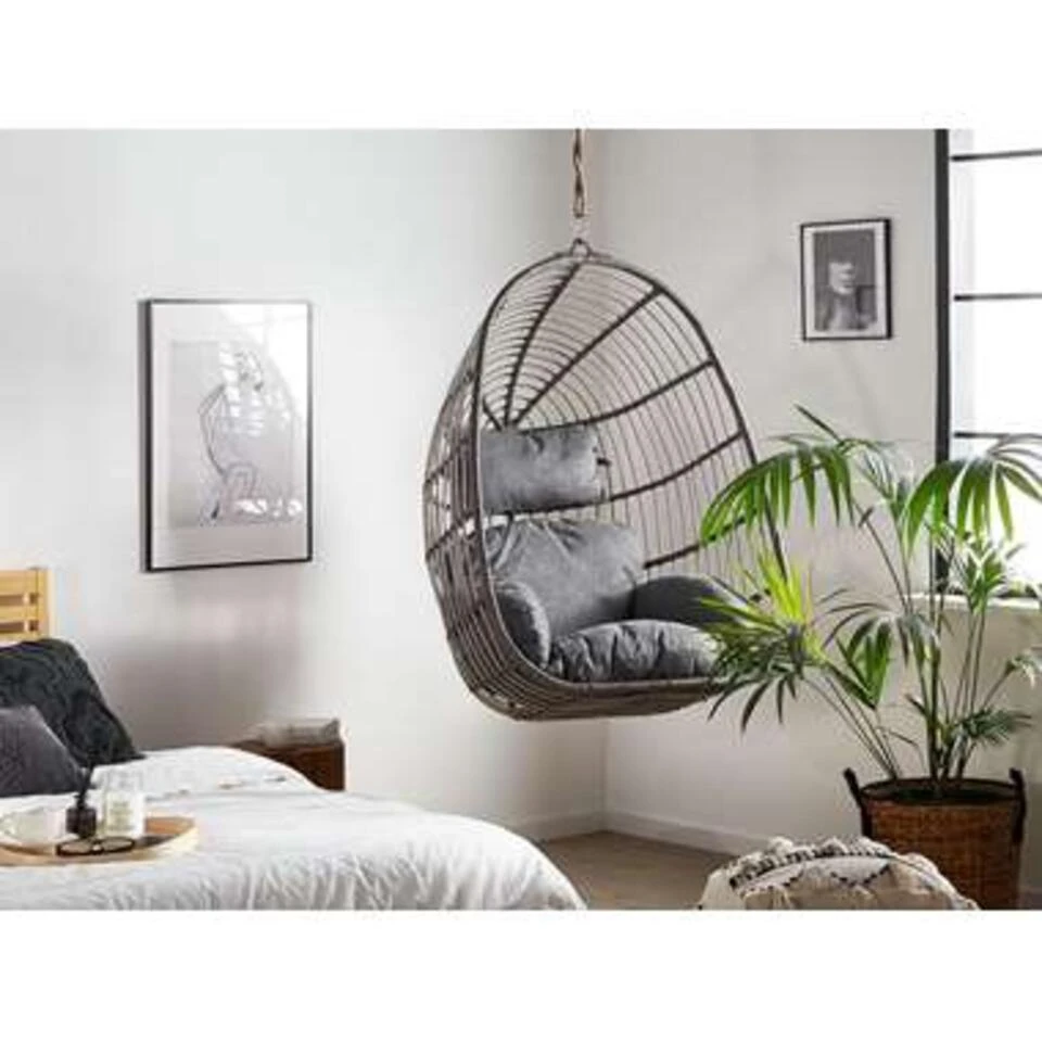 Beliani Hangstoel CASOLI - Grijs Pe Rotan 5 Beliani Hangstoel CASOLI - Grijs Pe Rotan - Afbeelding 3