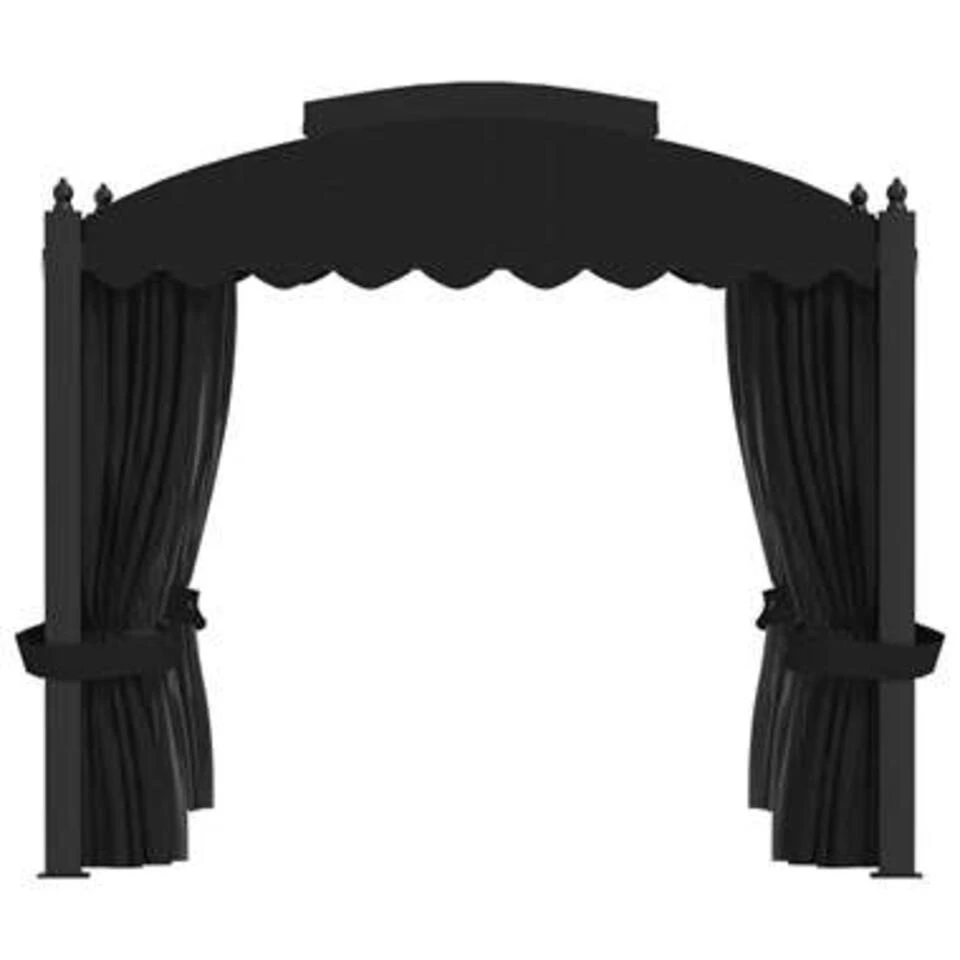 VidaXL Prieel Met Gordijnen 3x4 M Staal Antraciet 5 VidaXL Prieel Met Gordijnen 3x4 M Staal Antraciet - Afbeelding 3