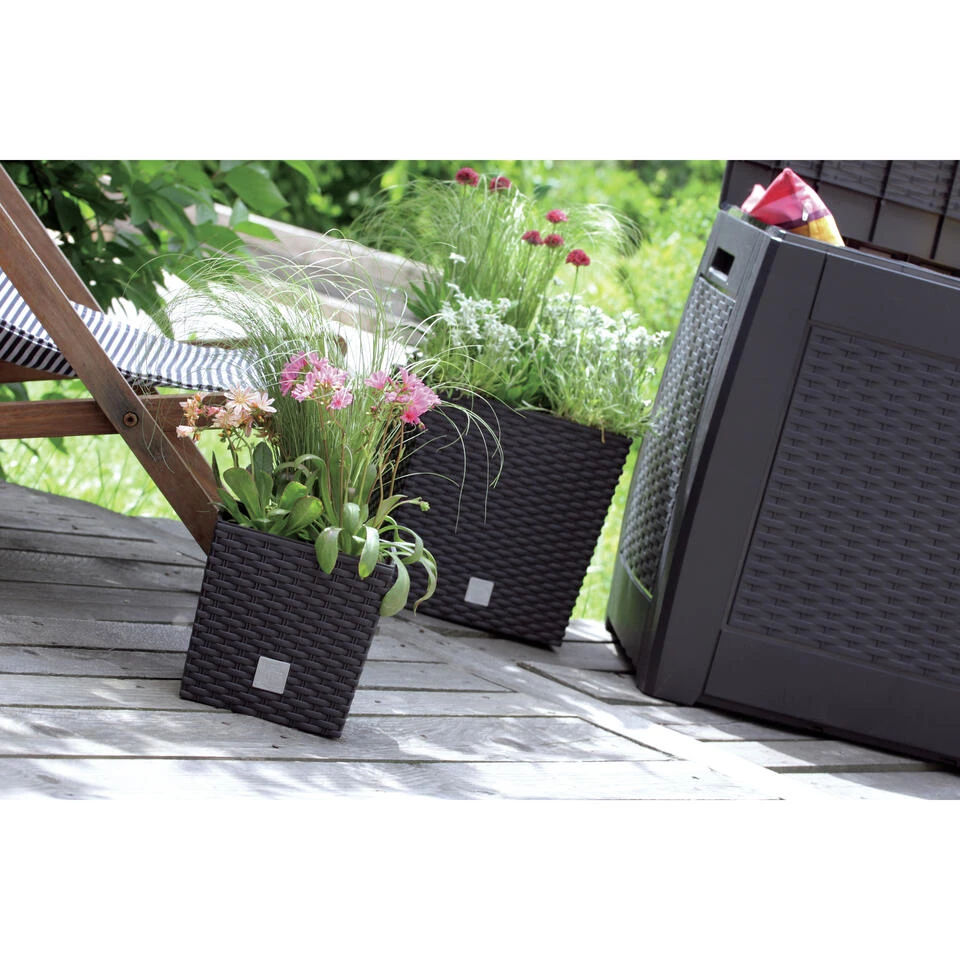 Prosperplast Plantenbak Rato - Antraciet - Rotan - Kunststof - 26 Cm 4 Prosperplast Plantenbak Rato - Antraciet - Rotan - Kunststof - 26 Cm - Afbeelding 2