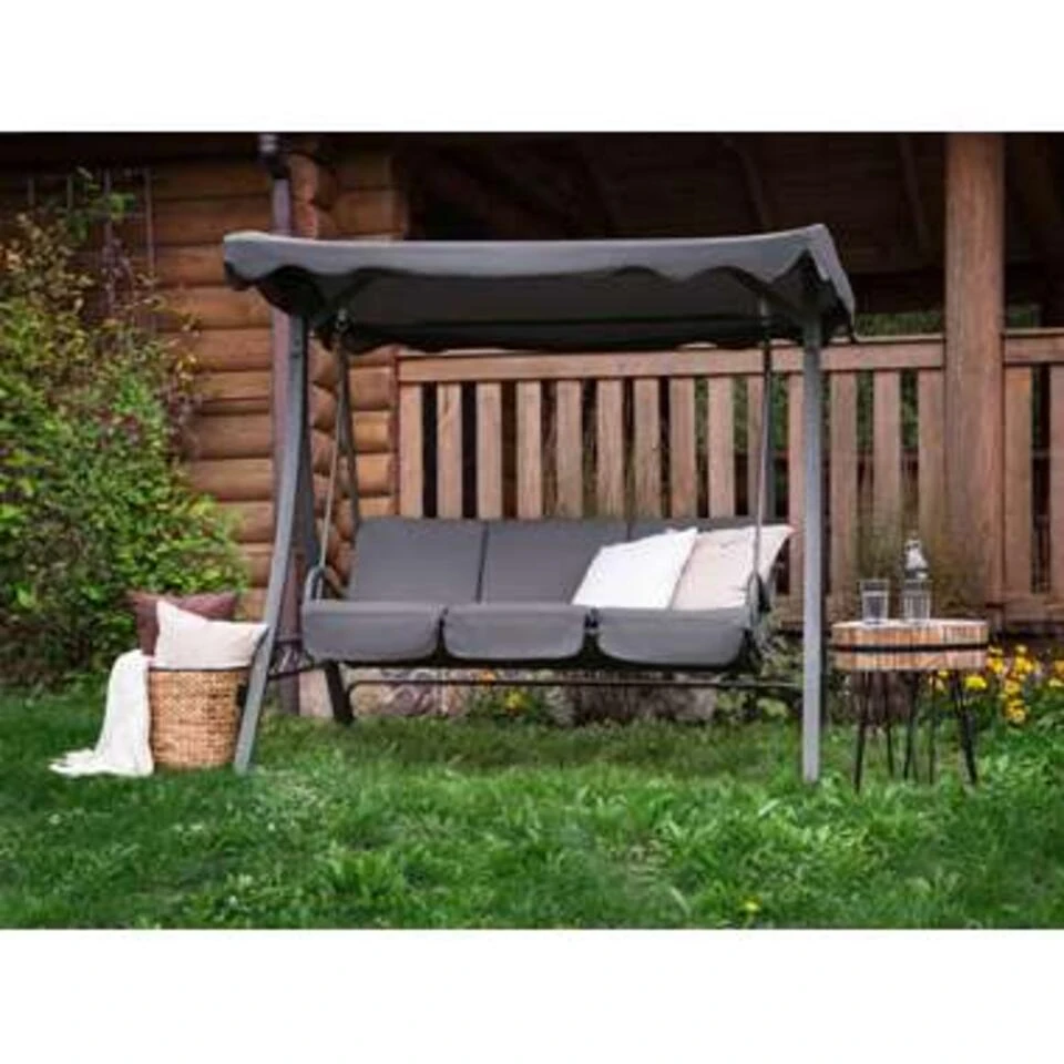 Beliani Schommelbank GARBO - Grijs Polyester 4 Beliani Schommelbank GARBO - Grijs Polyester - Afbeelding 2