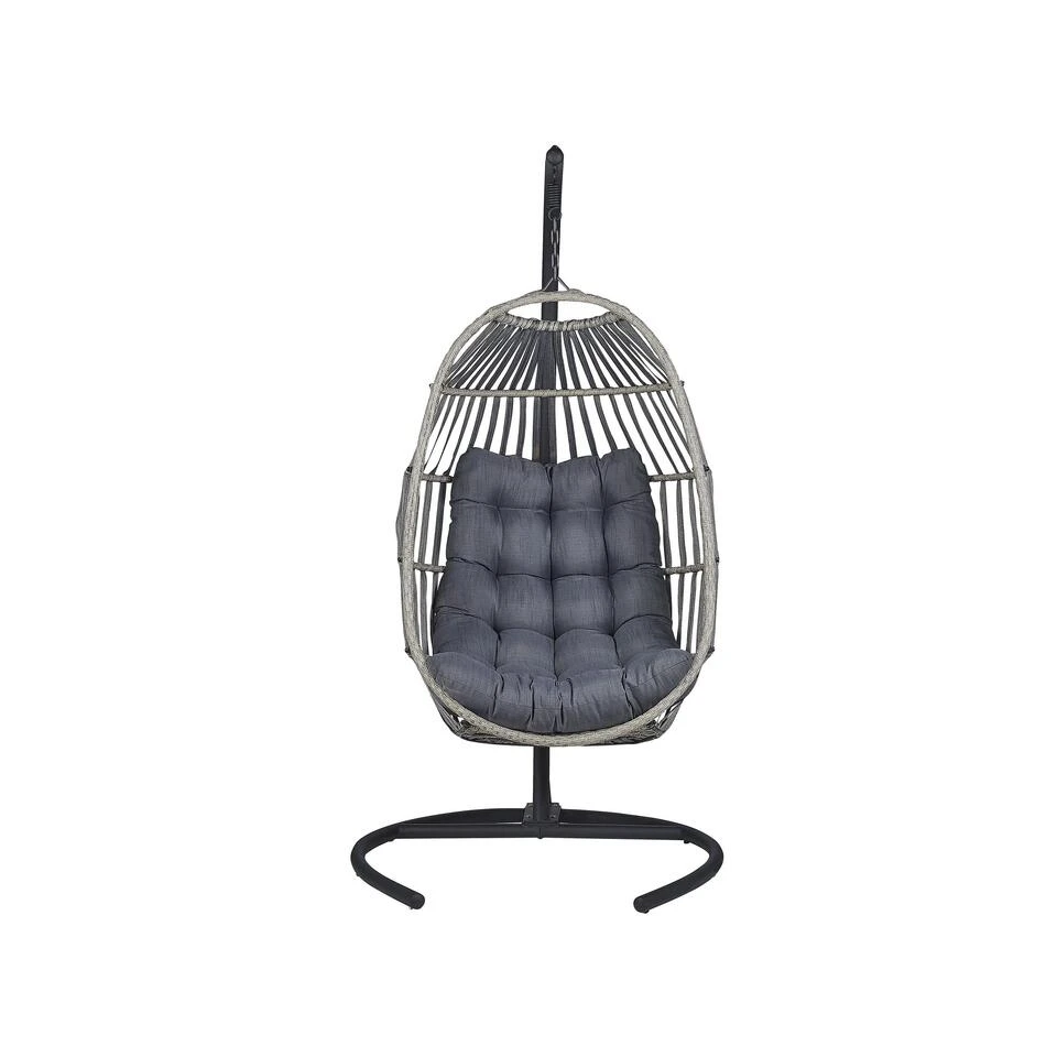 Beliani Hangstoel SESIA - Grijs Polyester, Pe Rotan 6 Beliani Hangstoel SESIA - Grijs Polyester, Pe Rotan - Afbeelding 4