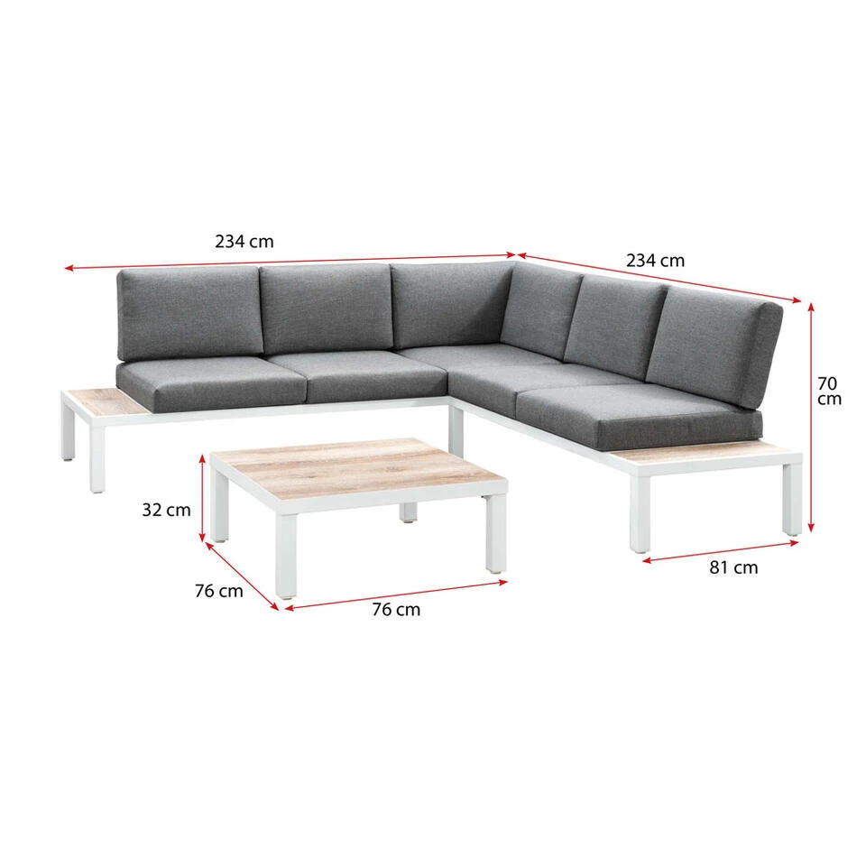 Hoekset Isere - 3-delig - Wit - Incl. Kussens 6 Hoekset Isere - 3-delig - Wit - Incl. Kussens - Afbeelding 4