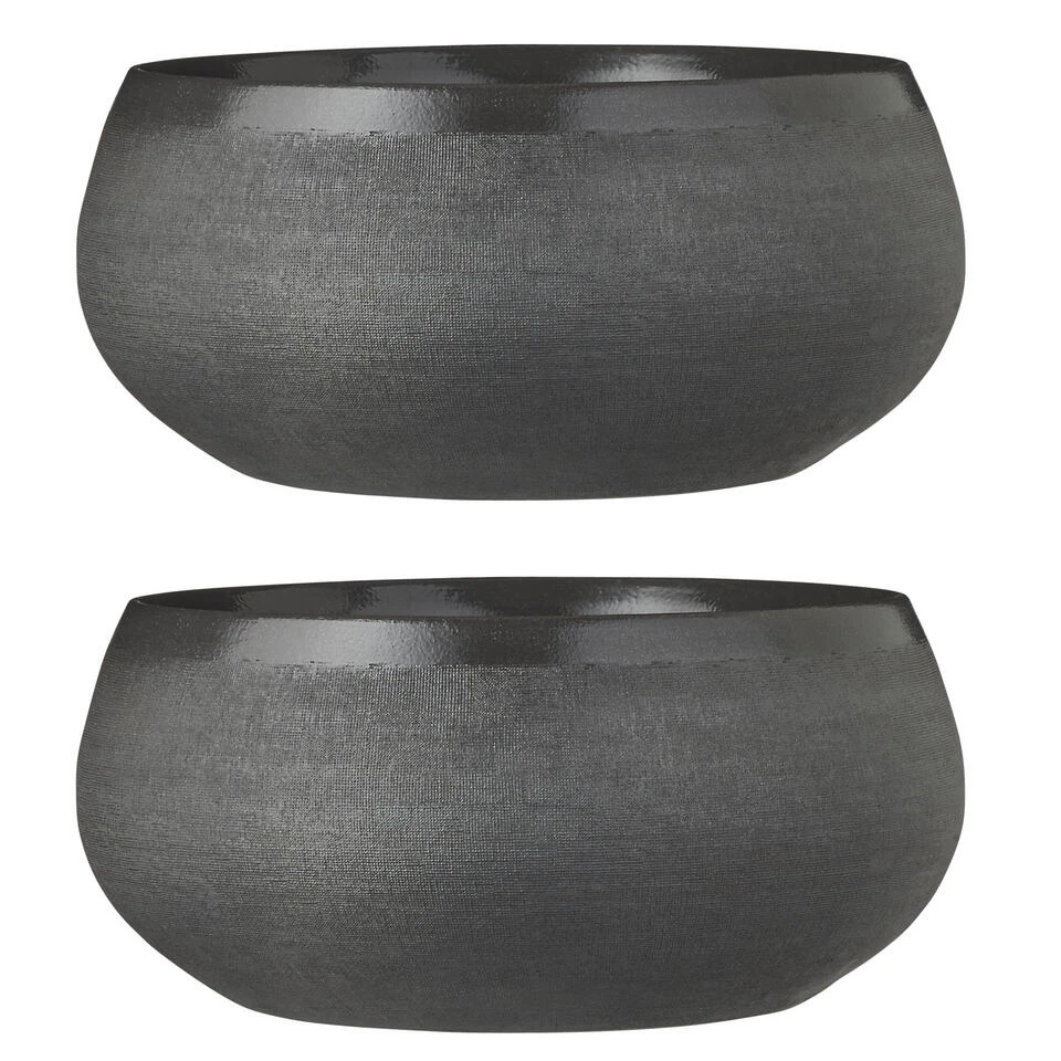 Mica Decorations Bloempot - Schaal - Grijs - Keramiek - 26 X 12 Cm 4 Mica Decorations Bloempot - Schaal - Grijs - Keramiek - 26 X 12 Cm - Afbeelding 2
