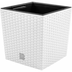 Prosperplast Plantenbak Rato - Wit - Rotan - Kunststof - 32 Cm -Tuin & Buiten 5441df2d5f384f2599bffaf1115d9989