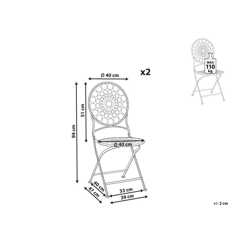 Beliani Tuinstoel SCARIO - Rood Ijzer 5 Beliani Tuinstoel SCARIO - Rood Ijzer - Afbeelding 3