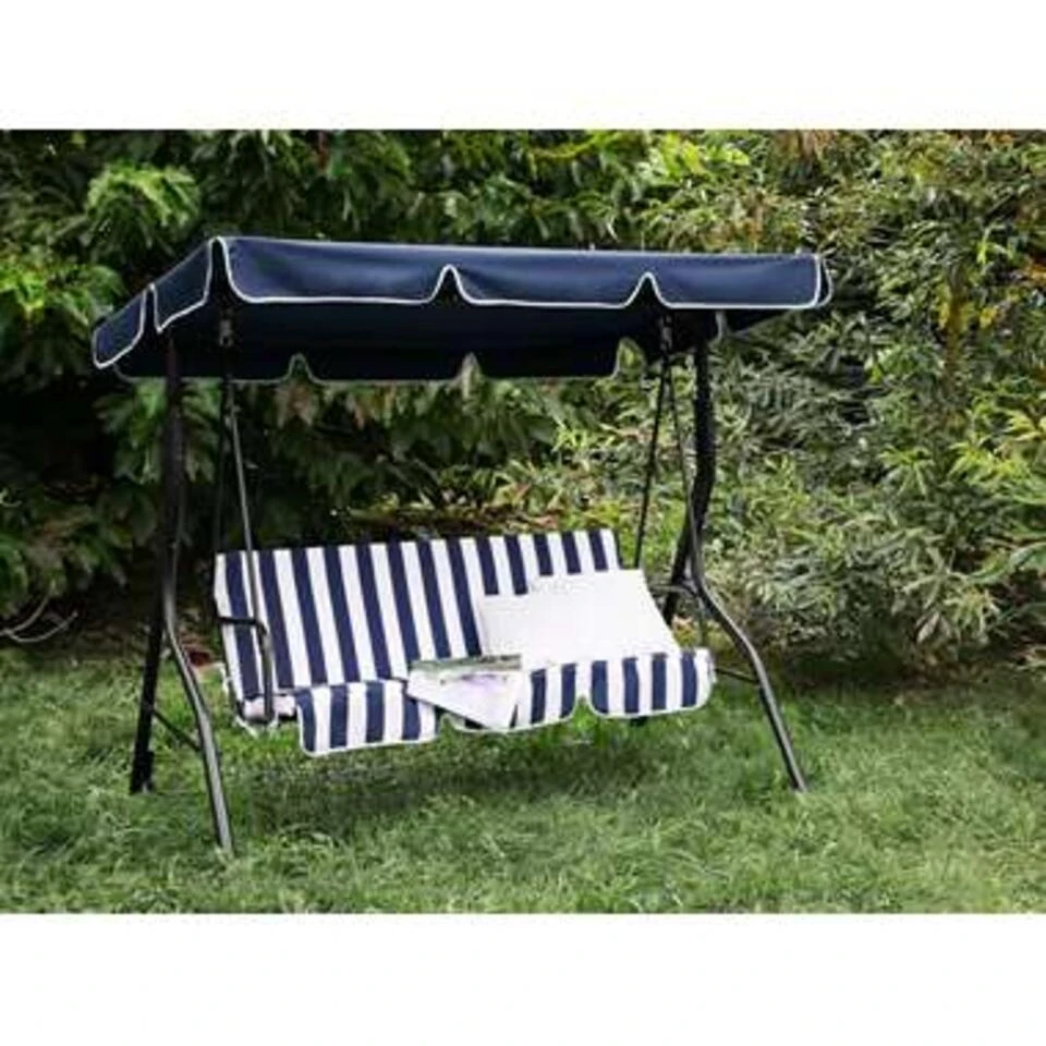 Beliani Schommelbank CHAPLIN - Blauw Staal 4 Beliani Schommelbank CHAPLIN - Blauw Staal - Afbeelding 2