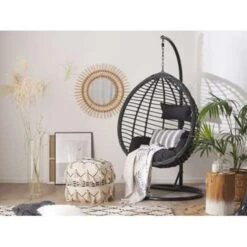 Beliani Hangstoel TOLLO - Zwart Pe Rotan 7 Beliani Hangstoel TOLLO - Zwart Pe Rotan -Tuin & Buiten 5f48fac03628407384366c7f3f3493c3