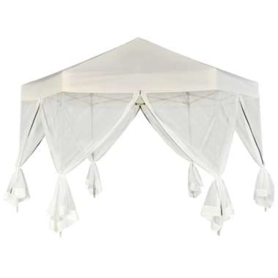 VidaXL Partytent Pop-up Zeshoekig Met 6 Zijwanden 3,6x3,1 M Crèmewit 6 VidaXL Partytent Pop-up Zeshoekig Met 6 Zijwanden 3,6x3,1 M Crèmewit - Afbeelding 4
