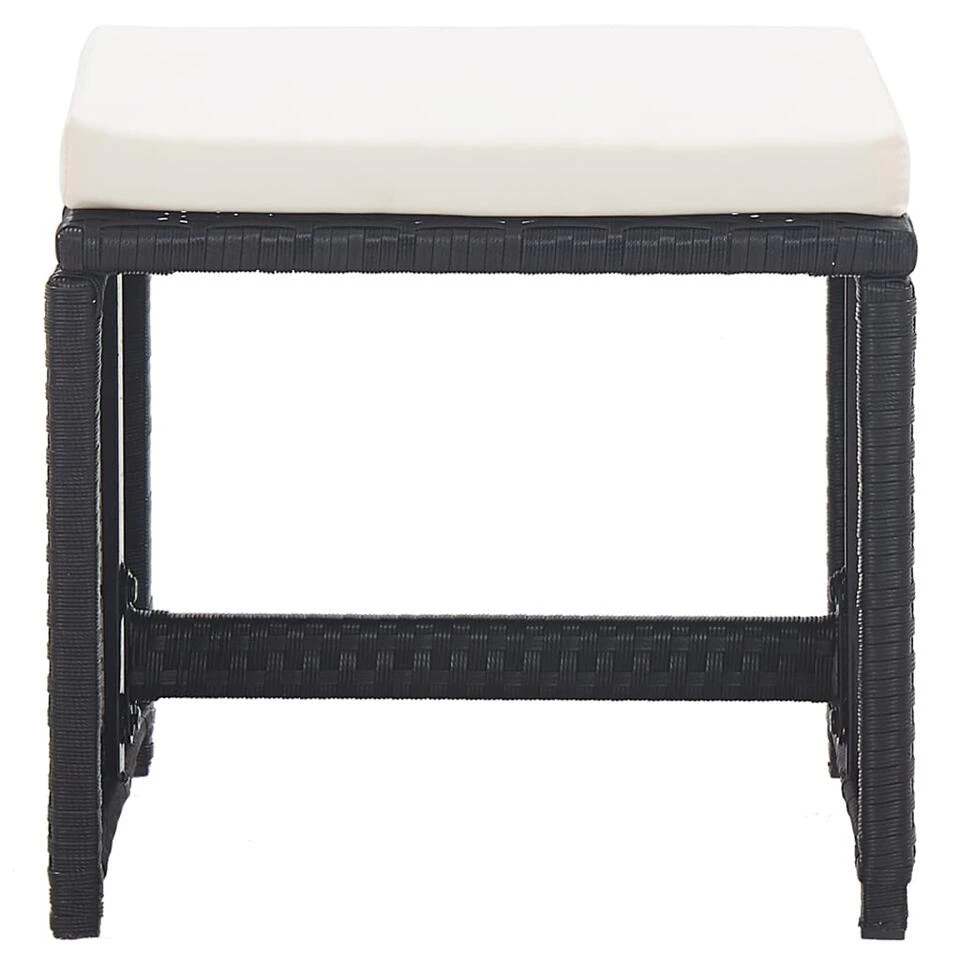 VidaXL Tuinkrukken 2 St Met Kussens Poly Rattan Zwart 4 VidaXL Tuinkrukken 2 St Met Kussens Poly Rattan Zwart - Afbeelding 2