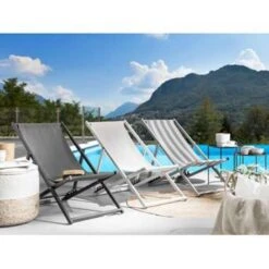 Beliani Tuinligstoel LOCRI - Grijs Polyester, Aluminium -Tuin & Buiten 75bbf13e1ae648948b3572c2d0260875