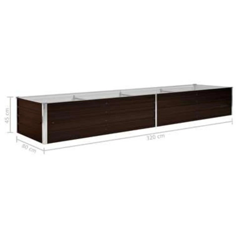 VidaXL Plantenbak Verhoogd 320x80x45 Cm Gegalvaniseerd Staal Bruin 6 VidaXL Plantenbak Verhoogd 320x80x45 Cm Gegalvaniseerd Staal Bruin - Afbeelding 4