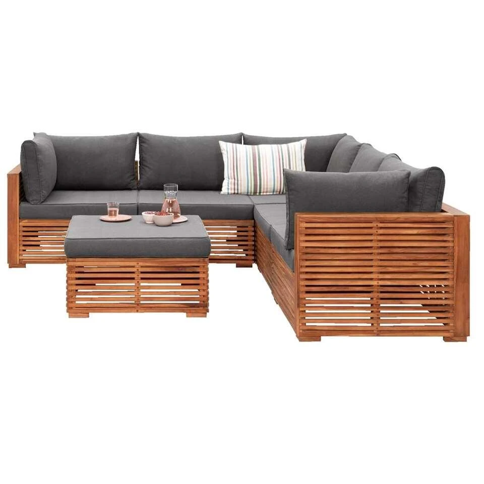 Le Sud Loungeset Cèvennes 6-delig - Bruin - Incl. Brest Kussens Grijs - V2 4 Le Sud Loungeset Cèvennes 6-delig - Bruin - Incl. Brest Kussens Grijs - V2 - Afbeelding 2