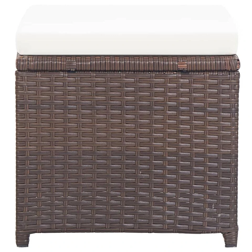 VidaXL Tuinkrukken 2 St Met Kussens Poly Rattan Bruin 6 VidaXL Tuinkrukken 2 St Met Kussens Poly Rattan Bruin - Afbeelding 4