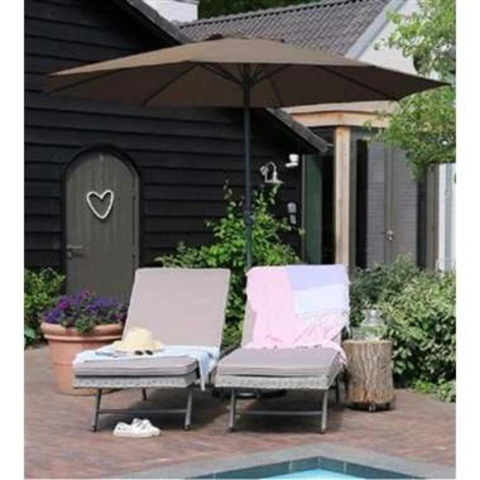 PimXL Luxe 8-ribs Parasol - Ø300cm - Taupe 4 PimXL Luxe 8-ribs Parasol - Ø300cm - Taupe - Afbeelding 2