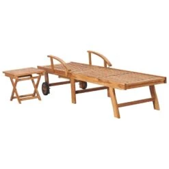 VidaXL Ligbedden 2 St Met Tafel Massief Teakhout -Tuin & Buiten a3f1eff27d664b19884993c3ce715fa8