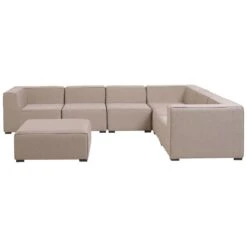 Beliani Loungeset AREZZO - Beige Polyester -Tuin & Buiten ab1073efa2d540b89f1c924c590e74cc