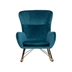 Beliani Schommelstoel ELLAN - Blauw Fluweel -Tuin & Buiten af000819e85548119cc015a01aa9732e