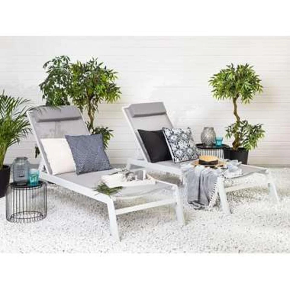 Beliani Tuinligstoel CATANIA - Grijs Polyester, Aluminium 5 Beliani Tuinligstoel CATANIA - Grijs Polyester, Aluminium - Afbeelding 3