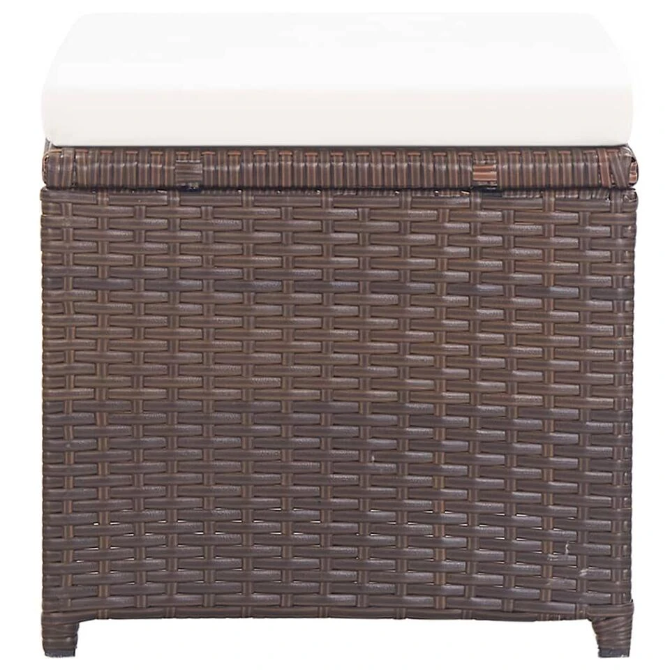 VidaXL Tuinkrukken 2 St Met Kussens Poly Rattan Bruin 5 VidaXL Tuinkrukken 2 St Met Kussens Poly Rattan Bruin - Afbeelding 3