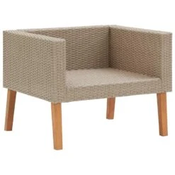 VidaXL Tuinbank Eenzits Met Kussens Poly Rattan Beige -Tuin & Buiten c41cb684bbf04774ac2e2b8b6728155c