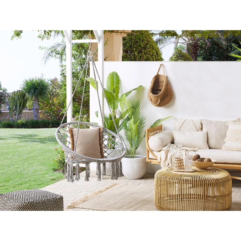 Beliani Hangstoel GABELLA - Grijs Katoen 4 Beliani Hangstoel GABELLA - Grijs Katoen - Afbeelding 2