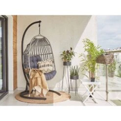 Beliani Hangstoel SESIA - Grijs Polyester, Pe Rotan 8 Beliani Hangstoel SESIA - Grijs Polyester, Pe Rotan -Tuin & Buiten d4ab082dc1fe4b84819f1349bc85b944