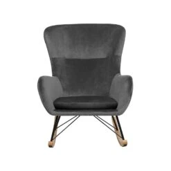 Beliani Schommelstoel ELLAN - Grijs Fluweel 8 Beliani Schommelstoel ELLAN - Grijs Fluweel -Tuin & Buiten d62bec75d0834c28b7fb7c65256607da