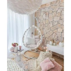 Beliani Hangstoel FANO - Wit Pe Rotan -Tuin & Buiten daaebc8eb96d45b5844262c89b09ff78