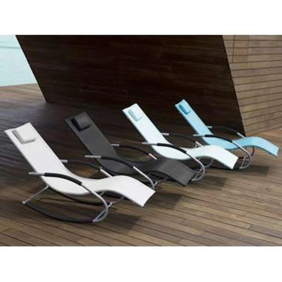 Beliani Tuinligstoel CARANO - Groen Staal, Textiel 4 Beliani Tuinligstoel CARANO - Groen Staal, Textiel - Afbeelding 2