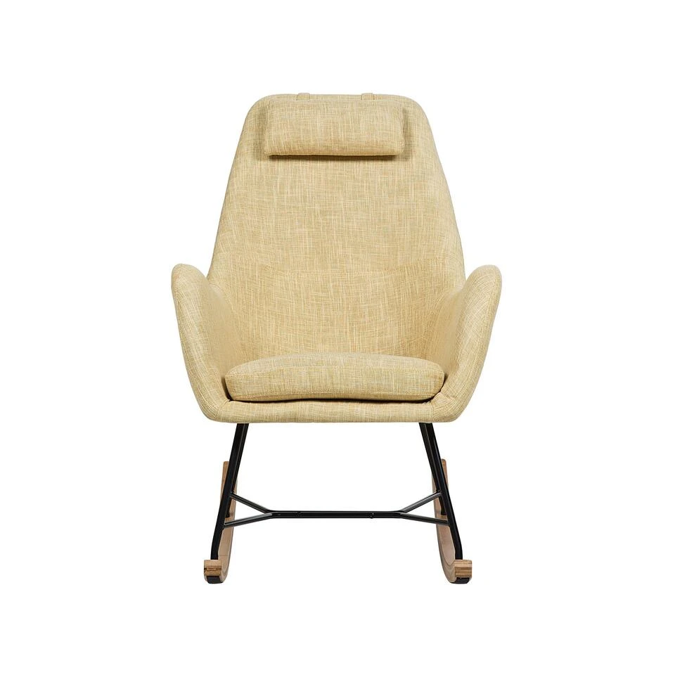 Beliani Schommelstoel ARRIE - Geel Polyester 6 Beliani Schommelstoel ARRIE - Geel Polyester - Afbeelding 4