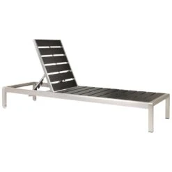 Beliani Tuinligstoel NARDO - Zwart Kunsthout, Aluminium -Tuin & Buiten eb649957bc204abba29dd8c0ce5dda3c