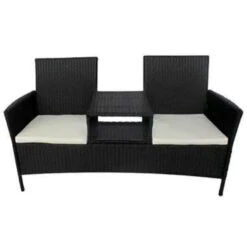 VidaXL Tuinbank 2-zits Met Tafeltje Poly Rattan Zwart -Tuin & Buiten f5b67029b9094e41abb13d91c97a2c80