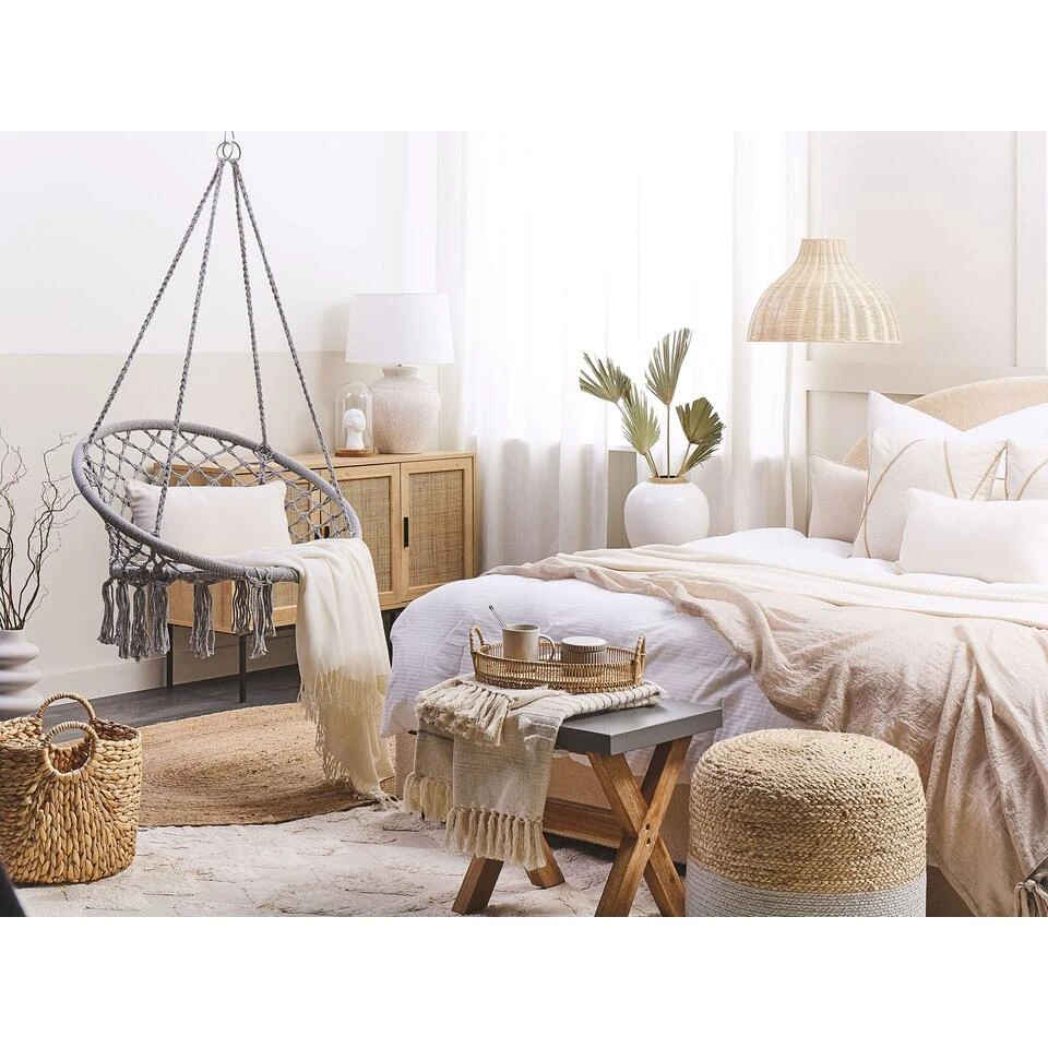 Beliani Hangstoel GABELLA - Grijs Katoen 6 Beliani Hangstoel GABELLA - Grijs Katoen - Afbeelding 4